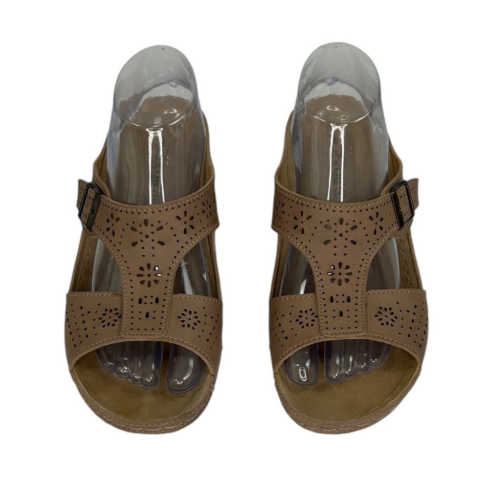 Flexus By Spring Step Pendunia Tan Womens SZ 9 Cushioned Sole Slide Comy Sandals